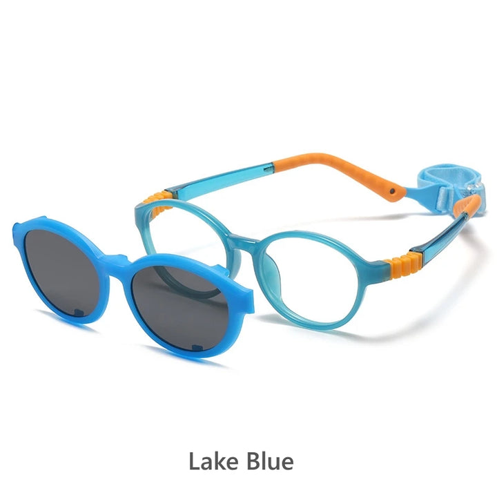 KatKani Childrens Unisex Full Rim Round Plastic Eyeglasses 18271 Full Rim KatKani Eyeglasses Lake Blue  