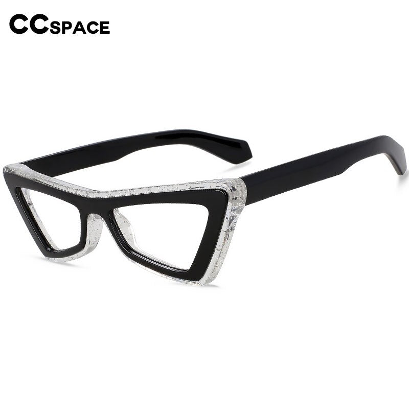 CCspace Unisex Full Rim Big Square Cat Eye Acetate Eyeglasses 56008 Full Rim CCspace
