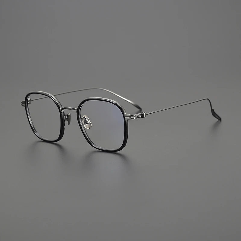 Gatenac Unisex Full Rim Square Acetate Titanium Eyeglasses Gxyj1572