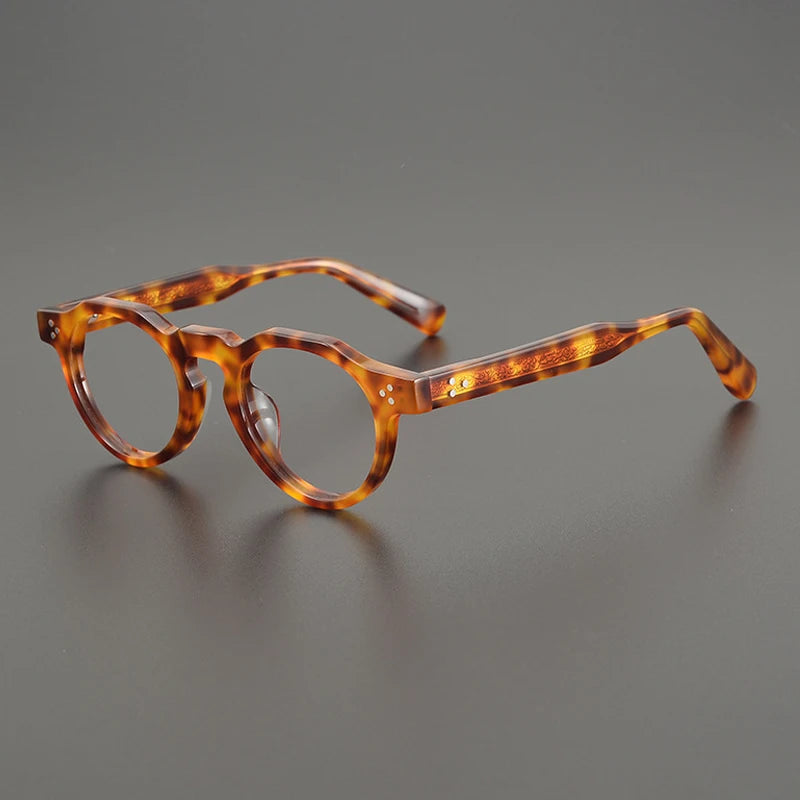 Gatenac Unisex Full Rim Round Acetate Eyeglasses Gxyj1164 Full Rim Gatenac Tortoiseshell