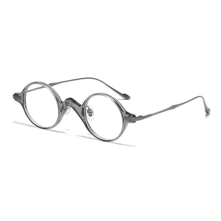 Gatenac Unisex Full Rim Round Acetate Titanium Eyeglasses Gxyj1041 Full Rim Gatenac