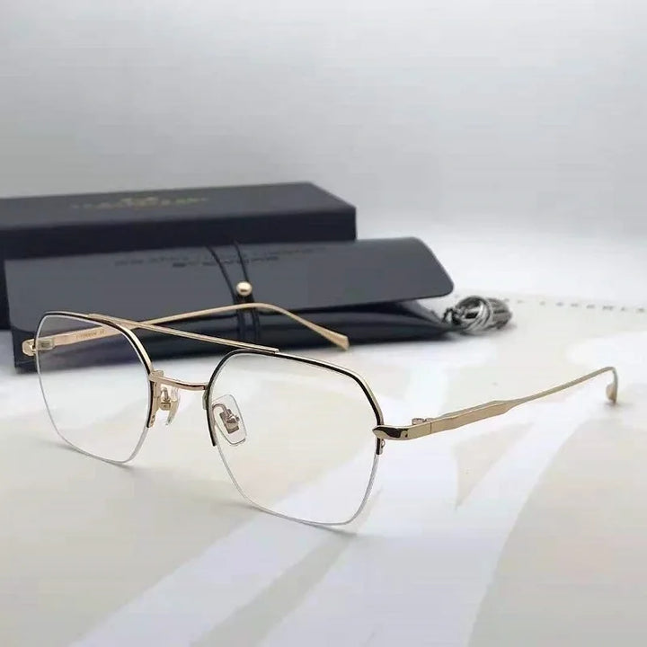 Aimee Unisex Semi Rim Square Double Bridge Titanium Eyeglasses 5228 Full Rim Aimee