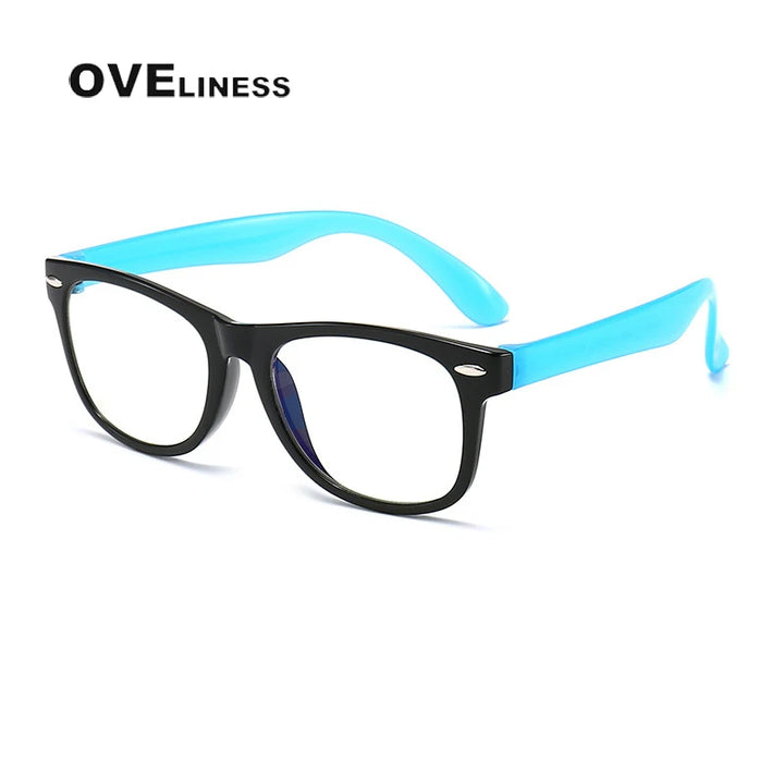 Oveliness Youth Unisex Full Rim Square Tr 90 Titanium Eyeglasses F802 Full Rim Oveliness black  
