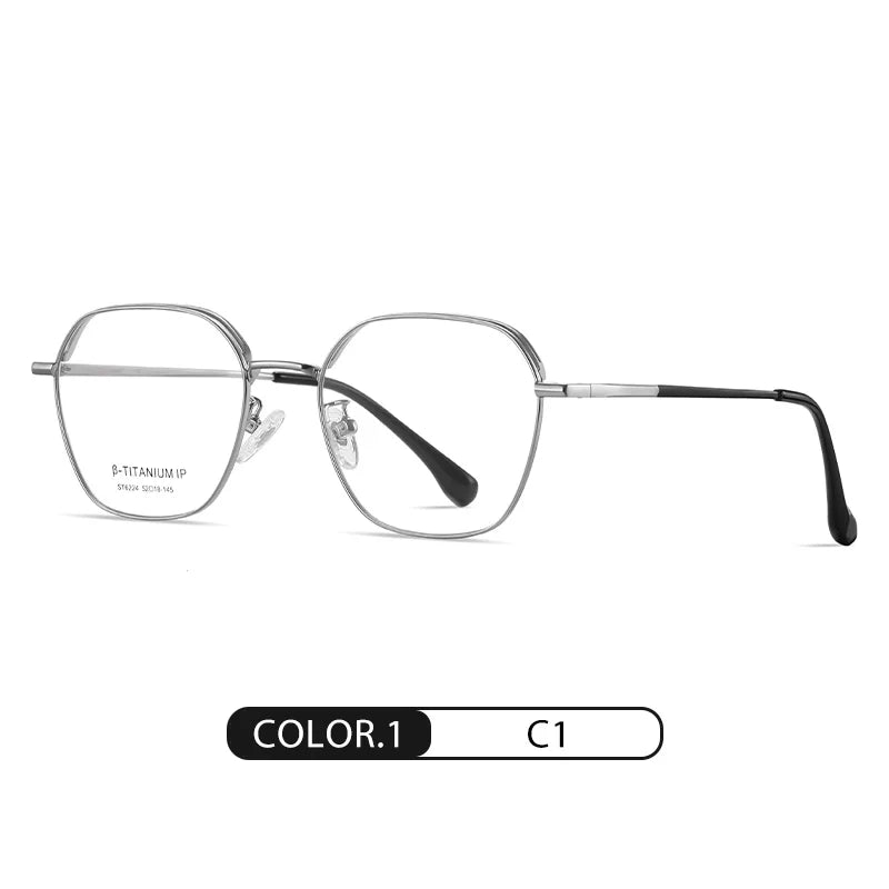 Reven Jate Women's Full Rim Polygon Titanium Eyeglasses 6224 Full Rim Reven Jate C1