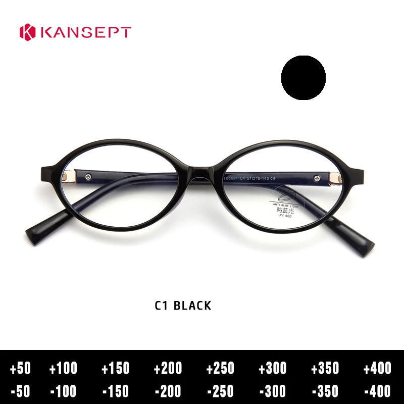 Kansept Women's Full Rim Oval Acetate Reading Glasses 75691 Reading Glasses Kansept TB5691-C1 +150