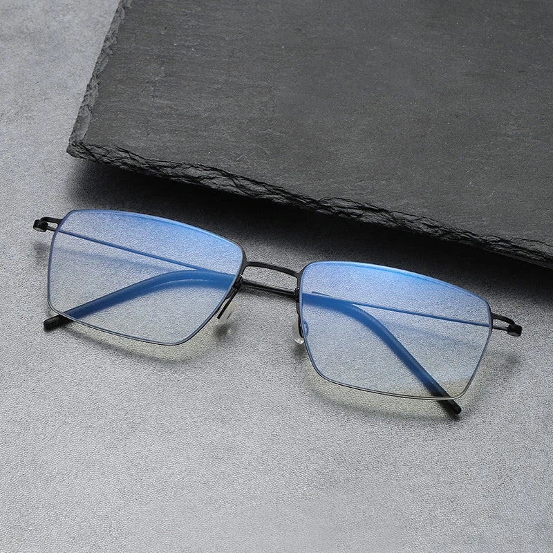 Black Mask Unisex Full Rim Square Screwless Titanium Eyeglasses 45509