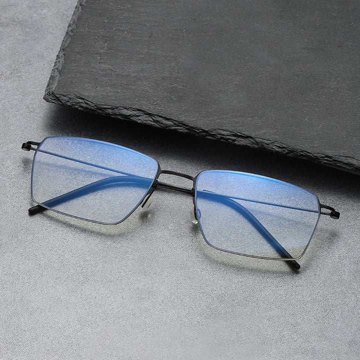 Black Mask Unisex Full Rim Square Screwless Titanium Eyeglasses 45509
