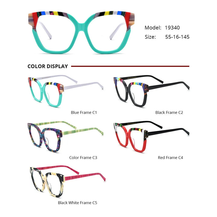 Nobler Unisex Full Rim Cat Eye Acetate Eyeglasses 19340 Full Rim Nobler