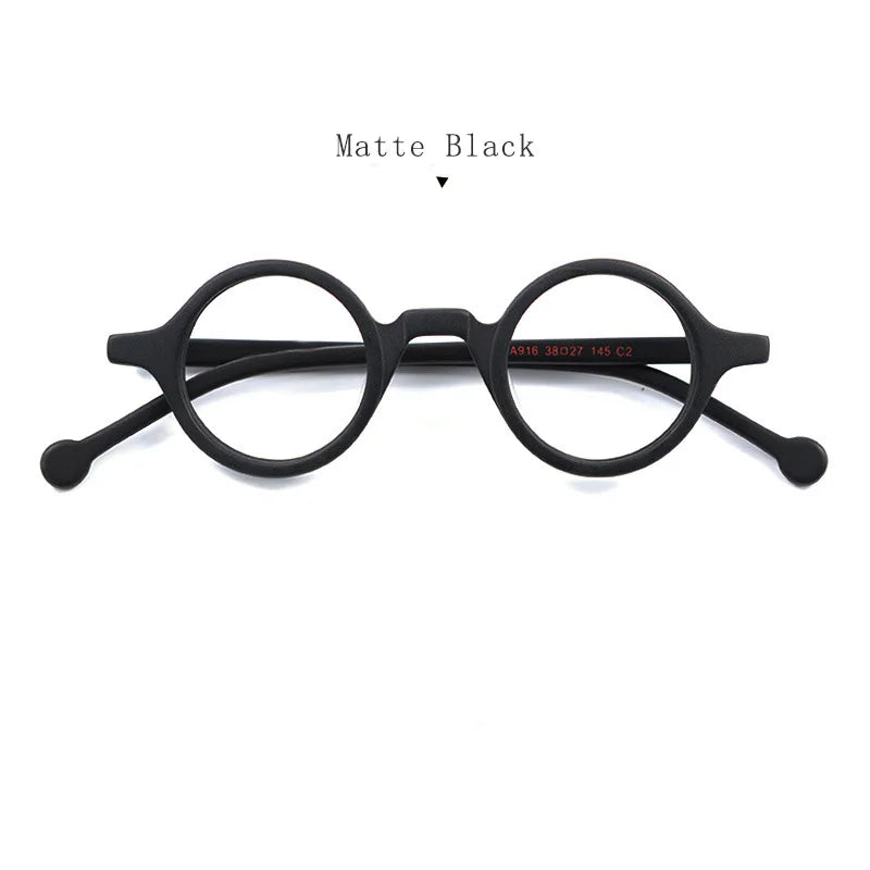 Hdcrafter Unisex Full Rim Round Small Acetate Eyeglasses A916 Full Rim Hdcrafter Eyeglasses Matte-Black