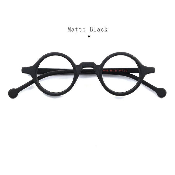Hdcrafter Unisex Full Rim Round Small Acetate Eyeglasses A916 Full Rim Hdcrafter Eyeglasses Matte-Black