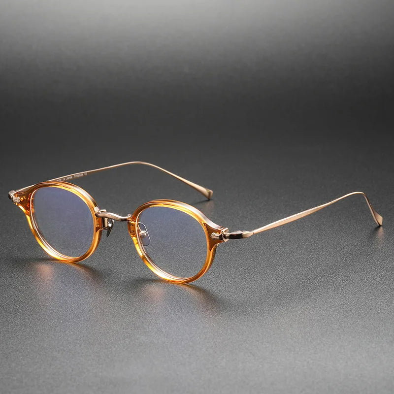 Black Mask Unisex Full Rim Oval Round Titanium Acetate Eyeglasses 34182