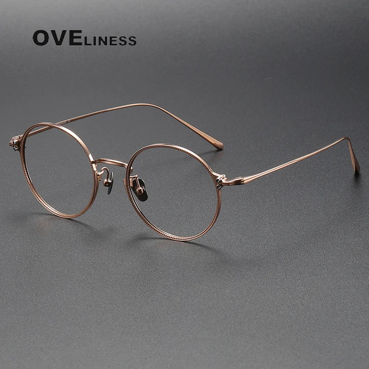 Oveliness Unisex Full Rim Round Titanium Eyeglasses C106 Full Rim Oveliness rose gold  