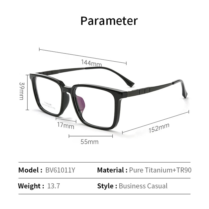 Xbora Unisex Full Rim Square Tr 90 Titanium Eyeglasses  61077