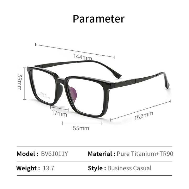 Xbora Unisex Full Rim Square Tr 90 Titanium Eyeglasses  61077