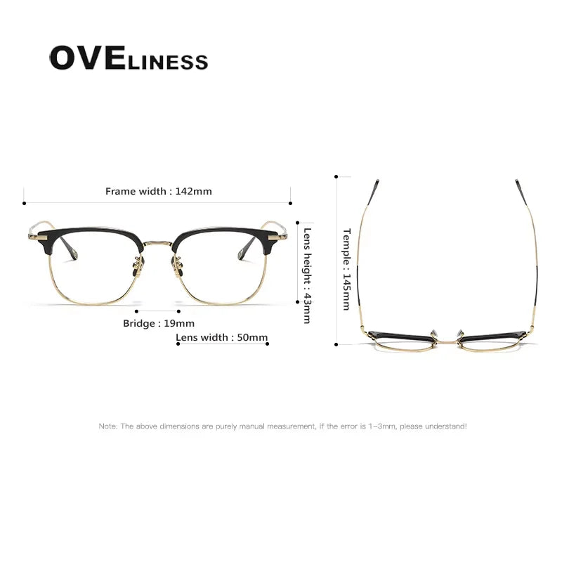 Oveliness Unisex Full Rim Square Acetate Titanium Eyeglasses 80901