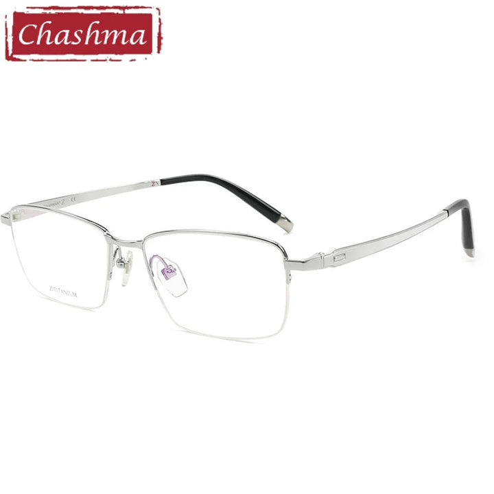 Chashma Ottica Men's Semi Rim Square Titanium Eyeglasses 27022 Semi Rim Chashma Ottica Silver  