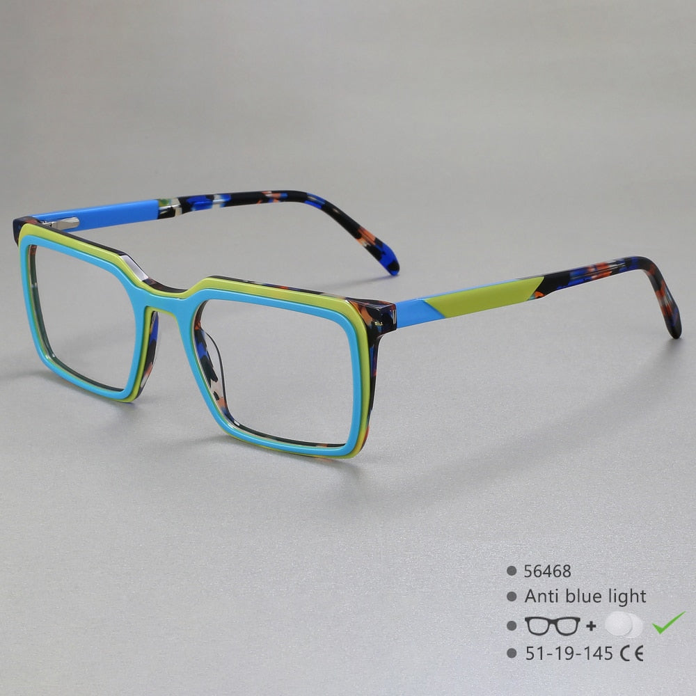 CCspace Women's Full Rim Square Acetate Eyeglasses 56468 Full Rim CCspace C4Green