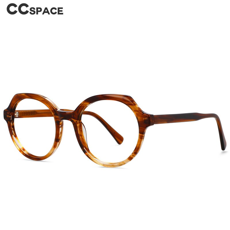 CCspace Unisex Full Rim Irregular Round Acetate Eyeglasses 55911 Full Rim CCspace