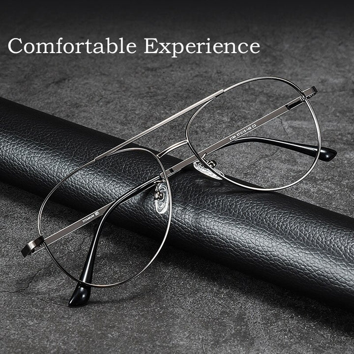 Yimaruili Unisex Full Rim Oval Double Bridge Titanium  Eyeglasses 2194 Full Rim Yimaruili Eyeglasses