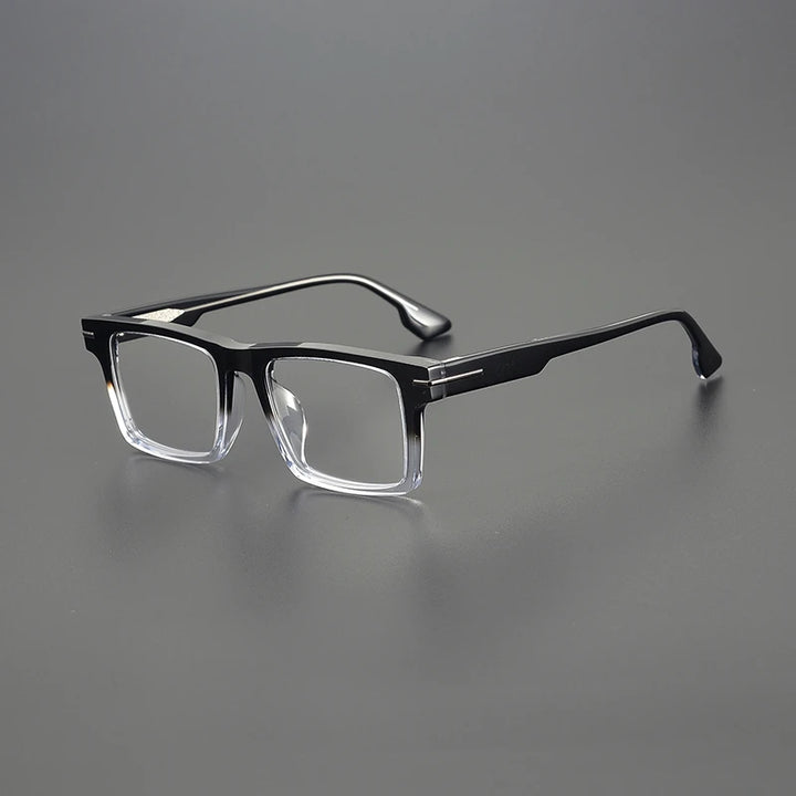 Black Mask Unisex Full Rim Flat Top Square Acetate Eyeglasses 94529 Full Rim Black Mask Black-Crystal