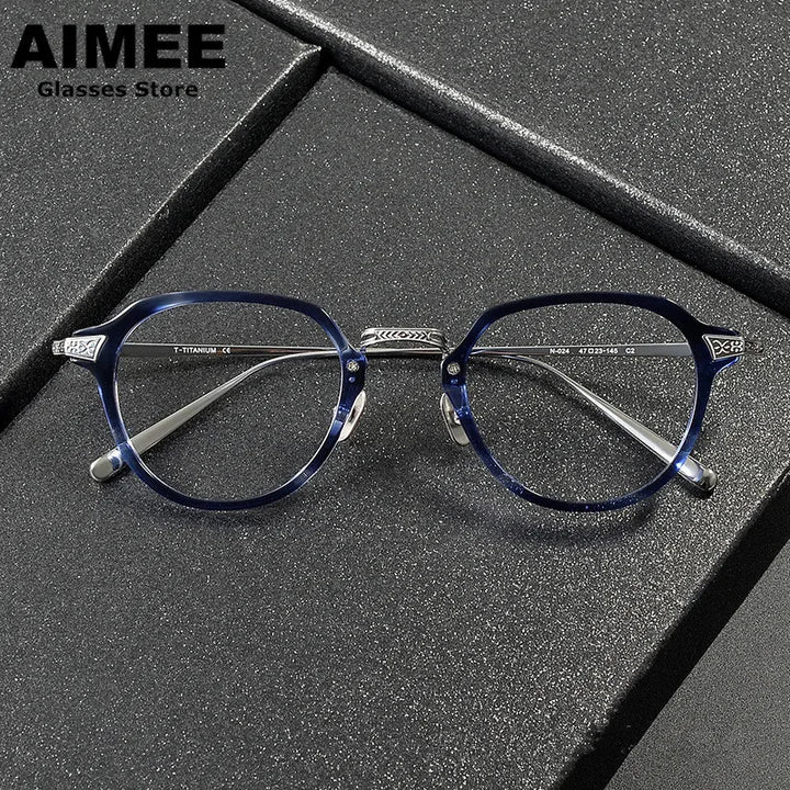 Aimee Women's Full Rim Oval Square Titanium Acetate Eyeglasses 49024 Full Rim Aimee