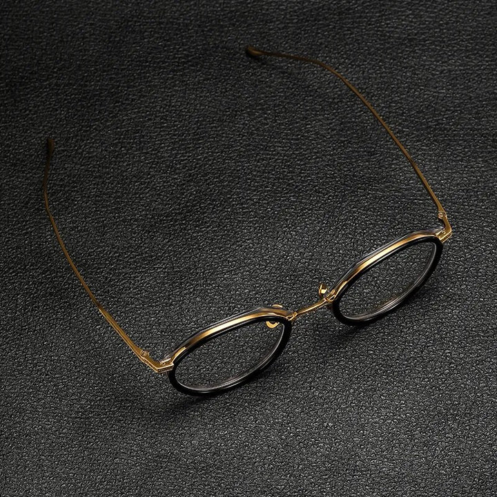 Gatenac Unisex Full Rim Flat Top Round Titanium Acetate Eyeglasses Gxyj1140 Full Rim Gatenac