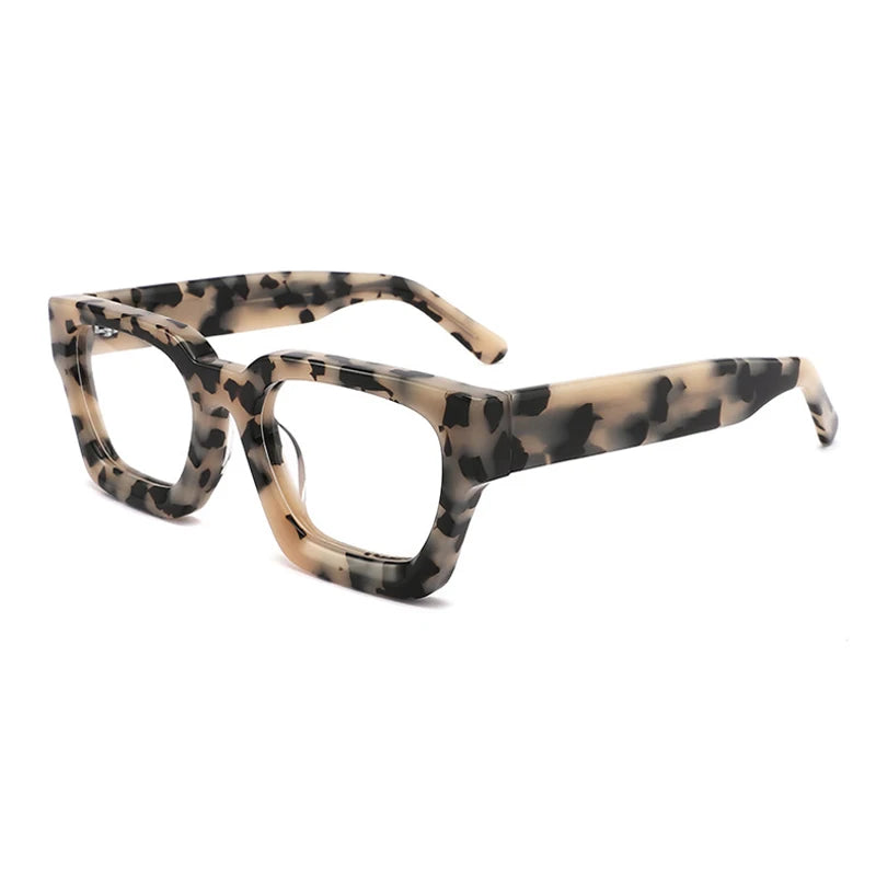 Gatenac Unisex Full Rim Thick Square Acetate Eyeglasses Gxyj1472 Full Rim Gatenac Gray Tortoiseshell