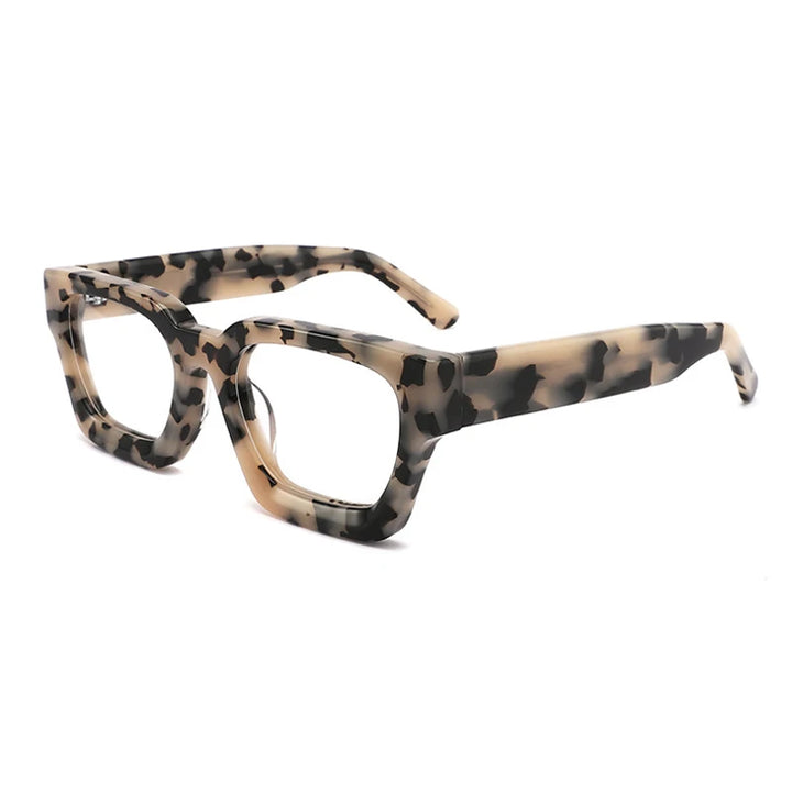 Gatenac Unisex Full Rim Thick Square Acetate Eyeglasses Gxyj1472 Full Rim Gatenac Gray Tortoiseshell