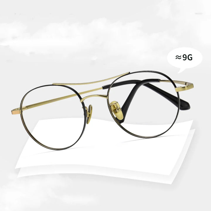 Bclear Unisex Full Rim Round Small Double Bridge Titanium Eyeglasses 86678 Full Rim Bclear