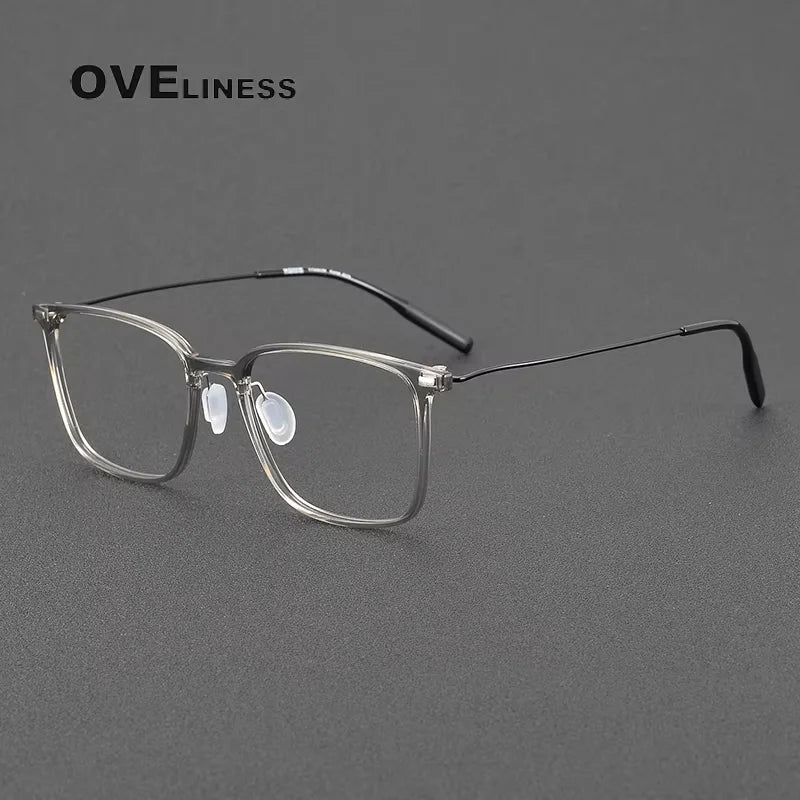 Oveliness Women's Full Rim Square Acetate Titanium Eyeglasses 28673
