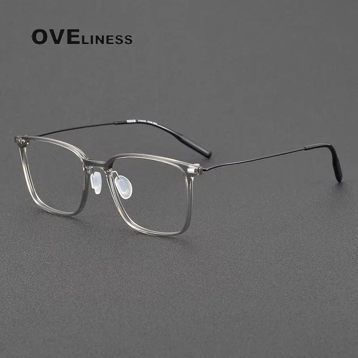 Oveliness Women's Full Rim Square Acetate Titanium Eyeglasses 28673