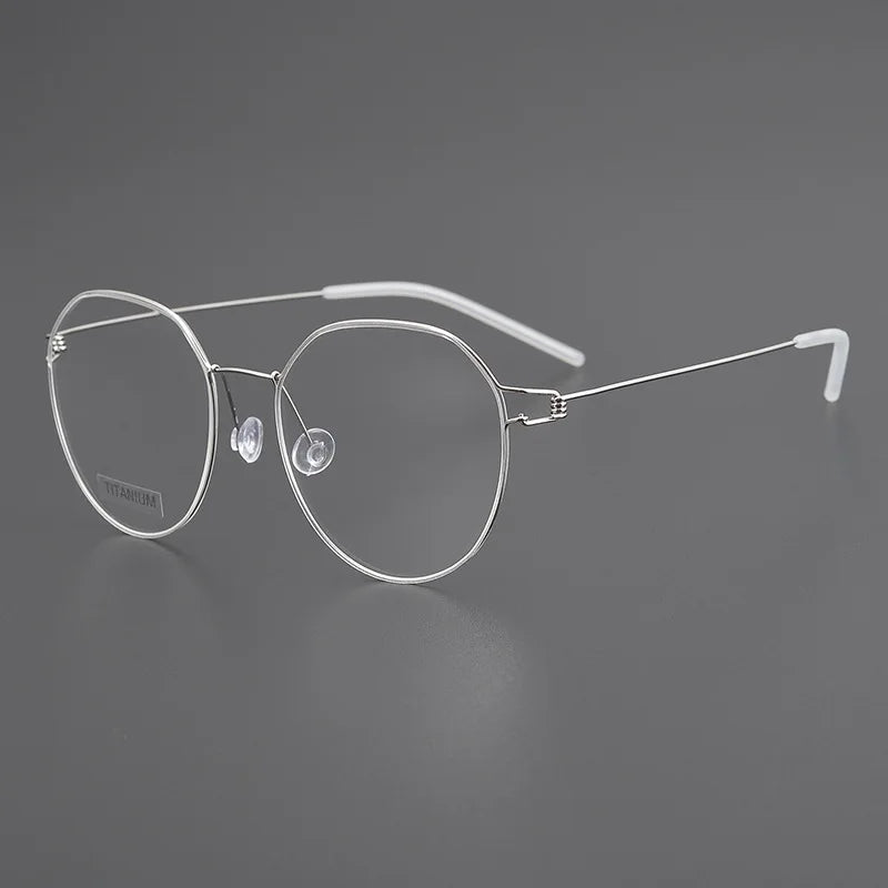 Black Mask Women's Full Rim Flat Top Round Titanium Eyeglasses  64135