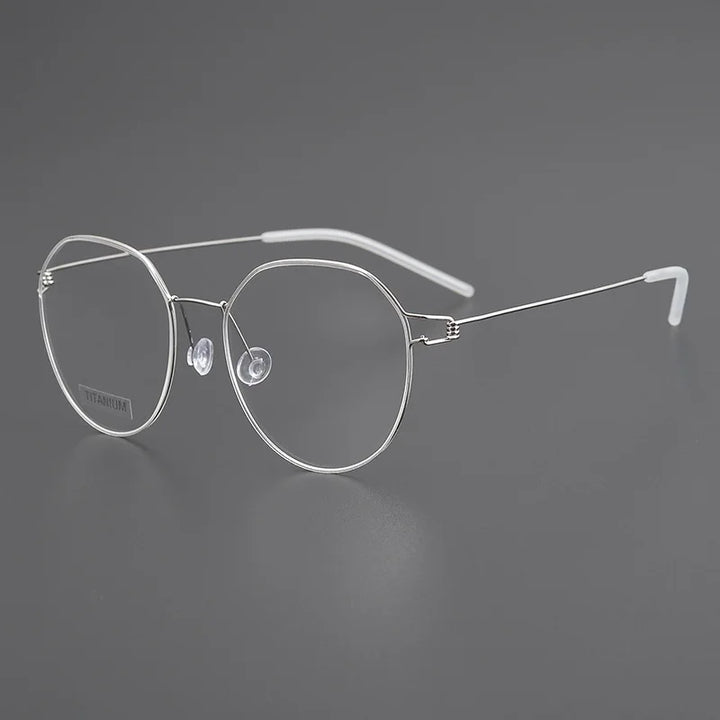 Black Mask Women's Full Rim Flat Top Round Titanium Eyeglasses  64135