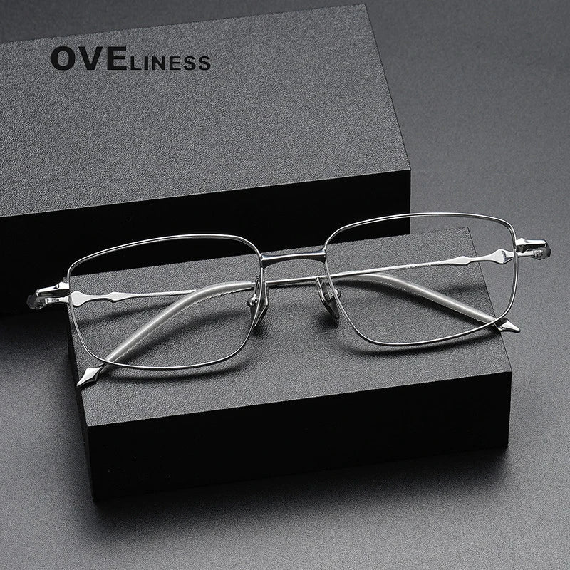 Oveliness Unisex Full Rim Polygon Square Titanium Eyeglasses 145185