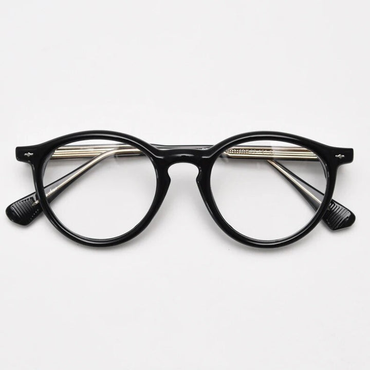 CCspace Unisex Full Rim Round Tr 90 Titanium Eyeglasses 57022 Full Rim CCspace C1Black