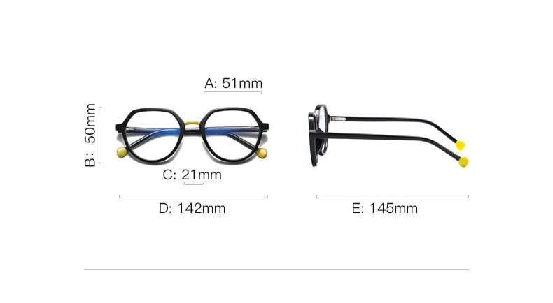 CCspace Unisex Full Rim Flat Top Round Tr 90 Titanium Eyeglasses 57322 Full Rim CCspace