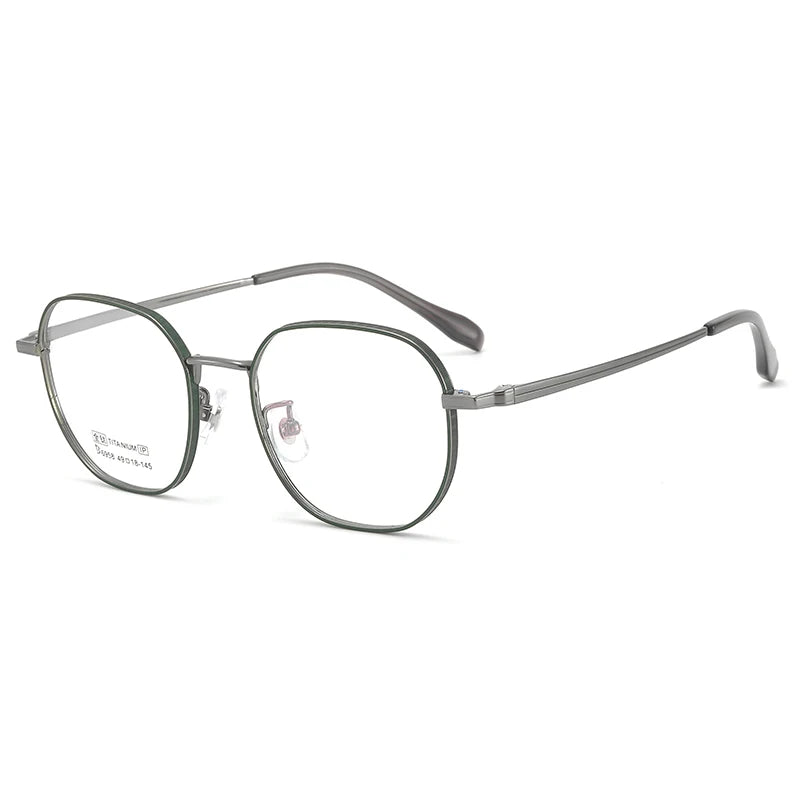 Bclear Women's Full Rim Polygonal Titanium Eyeglasses My6958 Full Rim Bclear Green Gray