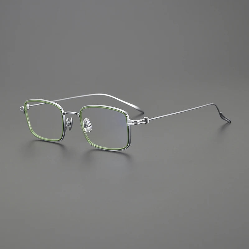 Gatenac Unisex Full Rim Square Acetate Titanium Eyeglasses Gxyj1571