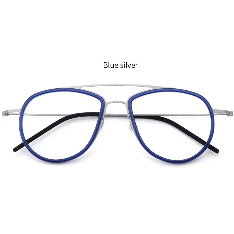 Muzz Unisex Full Rim Square Double Bridge Titanium Acetate Eyeglasses  5507 Full Rim Muzz C1