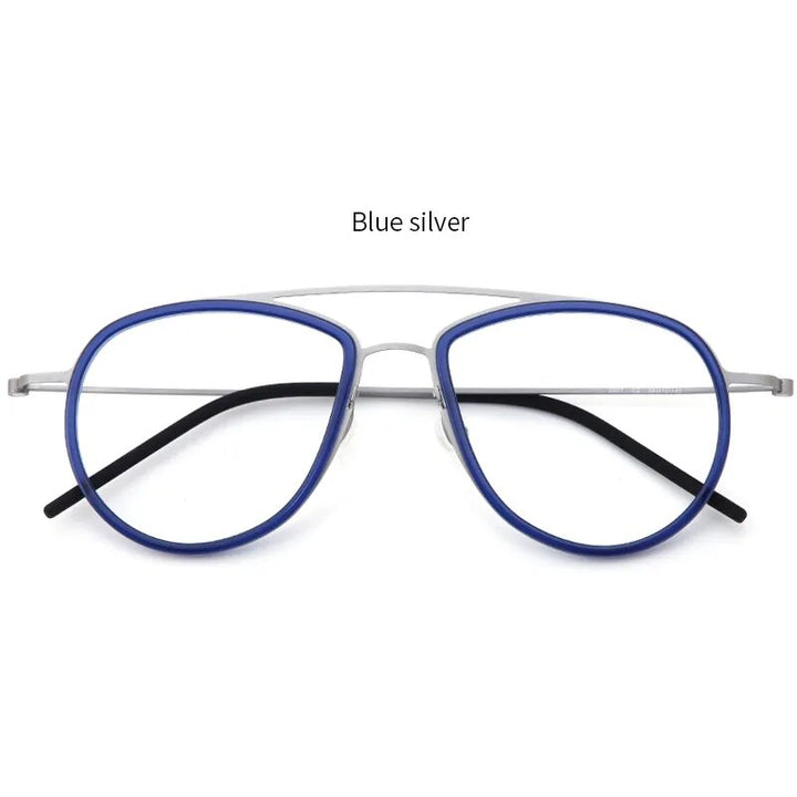Muzz Unisex Full Rim Square Double Bridge Titanium Acetate Eyeglasses  5507 Full Rim Muzz C1