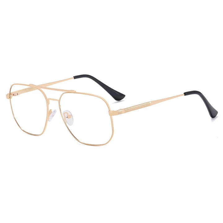 CCspace Unisex Full Rim Large Square Double Bridge Alloy Eyeglasses 57238 Full Rim CCspace C4Gold