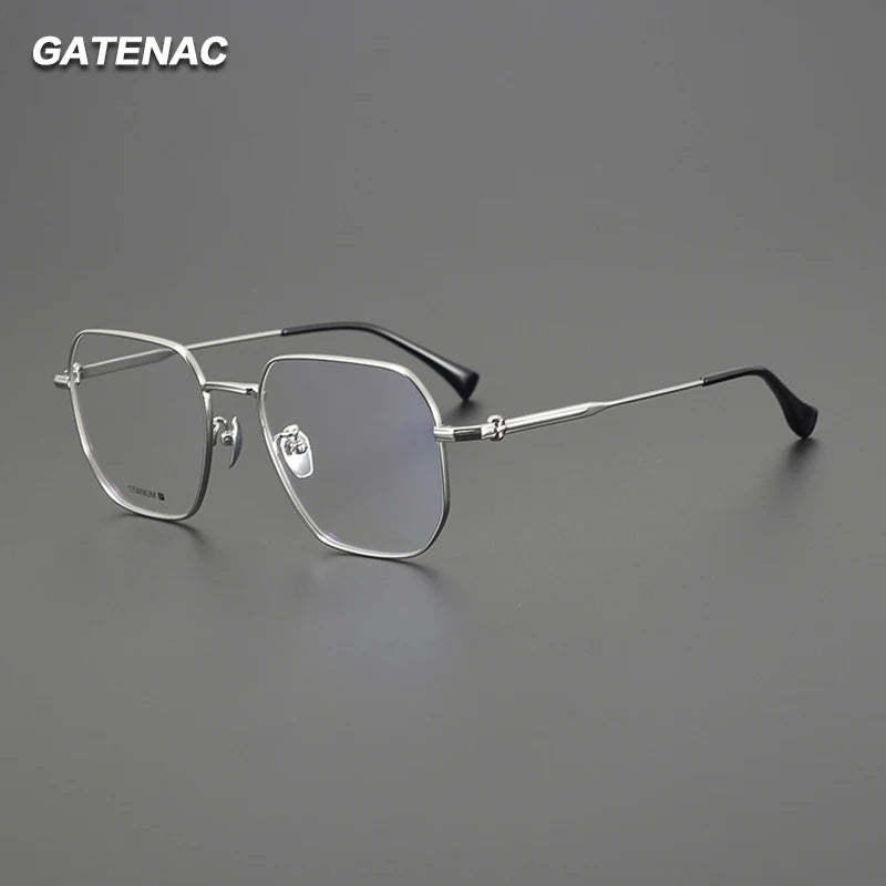Gatenac Unisex Full Rim Big Polygon Square Titanium Eyeglasses Gxy1552