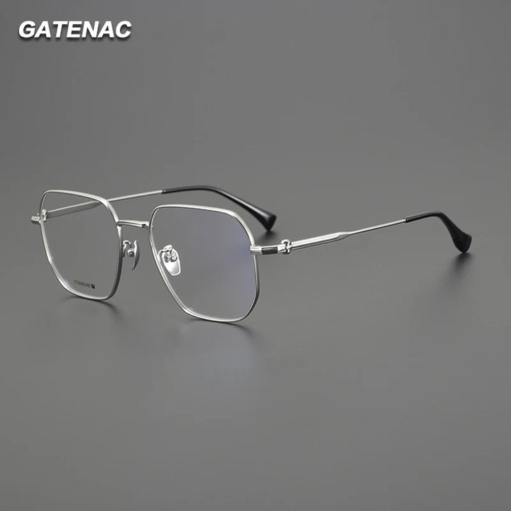 Gatenac Unisex Full Rim Big Polygon Square Titanium Eyeglasses Gxy1552