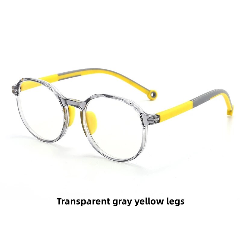 KatKani Children's Unisex Full Rim Round Tr 90 Siicone Eyeglasses F8350 Full Rim KatKani Eyeglasses Transparent gray  