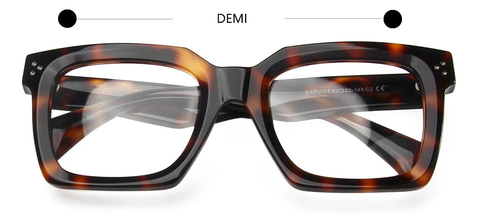 Esnbie Unisex Full Rim Square Thick Acetate Eyeglasses 246005