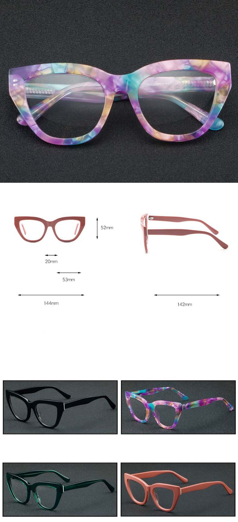 CCspace Unisex Full Rim Square Cat Eye Acetate Eyeglasses 56813 Full Rim CCspace
