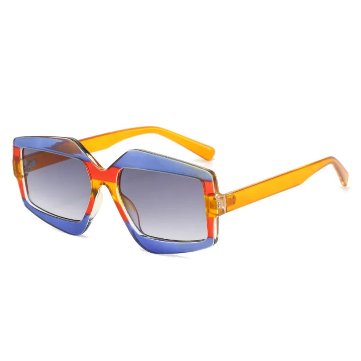 CCspace Unisex Full Rim Square Plastic Eyeglasses Sunglasses 56825 Full Rim CCspace C2BlueOrange