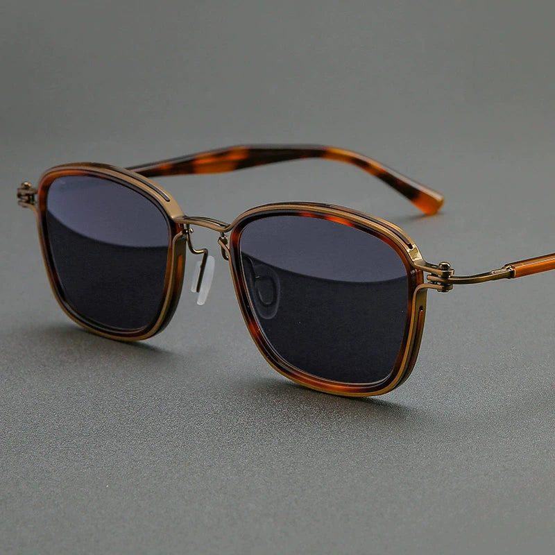 Black Mask Unisex Full Rim Square Titanium Acetate Sunglasses 19546