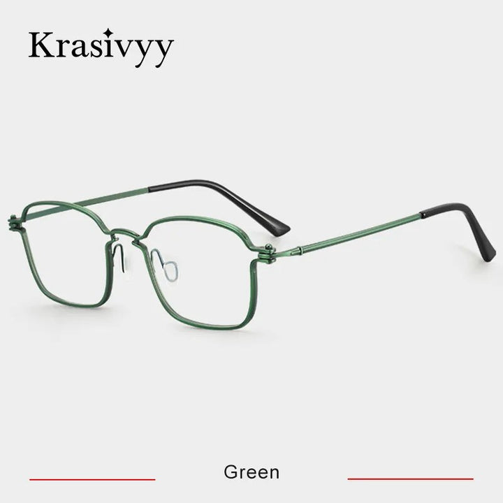 Krasivyy Men's Full Rim Square Titanium Eyeglasses Rlt5898 Full Rim Krasivyy Green CN 