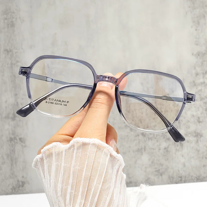 Xbora Women's Full Rim Polygonal Tr 90 Alloy Eyeglasses 42169